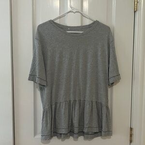 lululemon athletica Gray Short Sleeve Ruffle Peplum Top